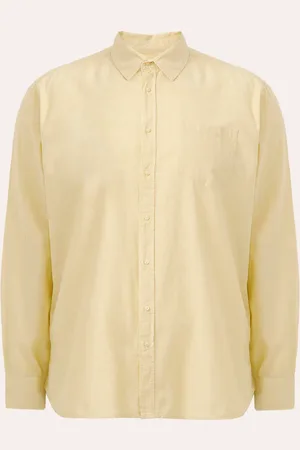 C&A Camisa com linho plus size comfort manga longa amarela