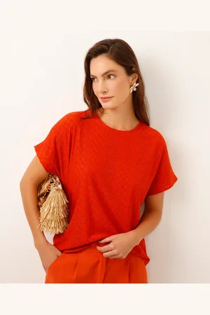 C&A Blusa de laise manga curta laranja