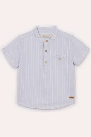 C&A Camisa infantil manga curta gola padre com bolso azul