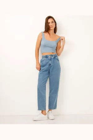 C&A Calça clochard jeans cintura alta azul