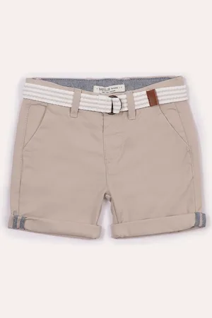 C&A Bermuda infantil de sarja com cinto bege