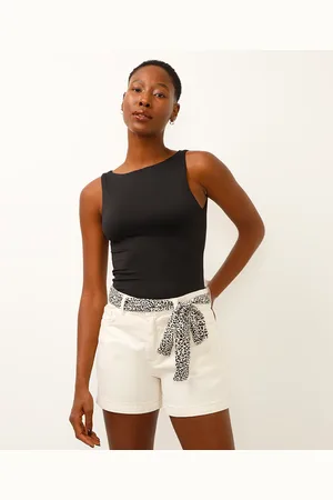 C&A Short mom de sarja com lenço bege