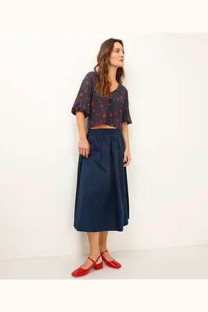 C&A Saia midi godê de algodão azul