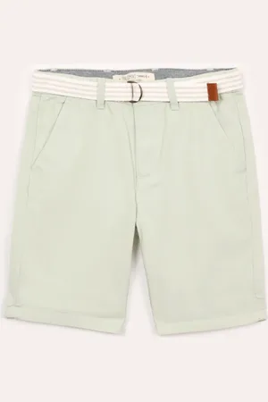 C&A Bermuda de sarja infantil com cinto verde