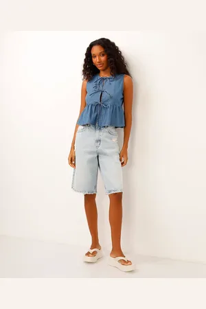 C&A Bermuda jorts jeans cintura alta azul