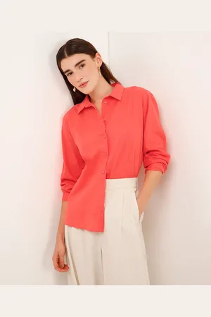 C&A Camisa de algodão manga longa laranja