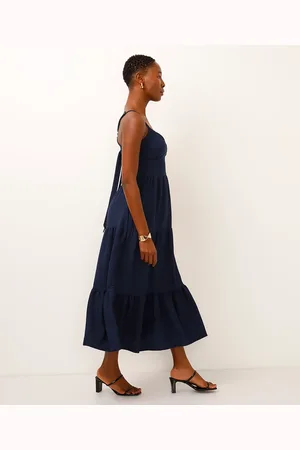 C&A Vestido midi com recorte texturizado azul