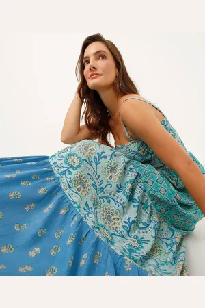 C&A Vestido longo floral azul