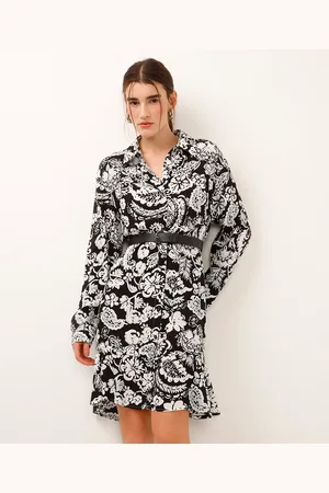 C&A Vestido chemise com cinto floral