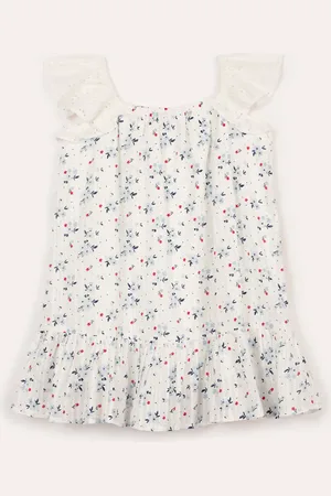 C&A Vestido infantil texturizado alça com babado