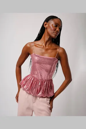 C&A Blusa balonê de paetê mindset rosa