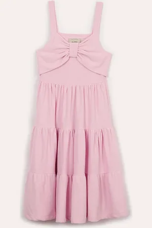 C&A Vestido infantil texturizado com laço rosa