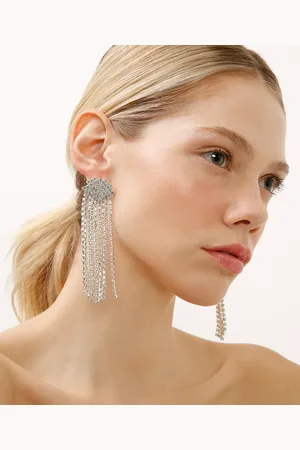 C&A Brinco de strass com franjas prateado