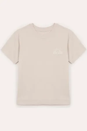 C&A Camiseta de algodão infantil manga curta high wave bege