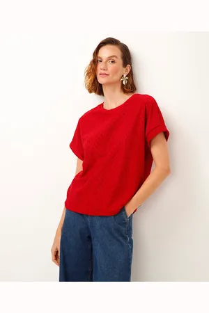 C&A Blusa de laise manga curta vermelha