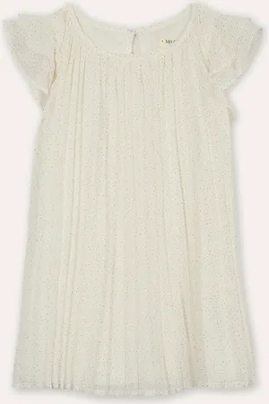 C&A Vestido plissado infantil com poá brilhoso