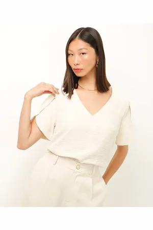 C&A Blusa texturizada manga curta bege