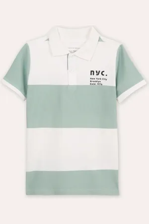 C&A Polo de algodão infantil listrada verde