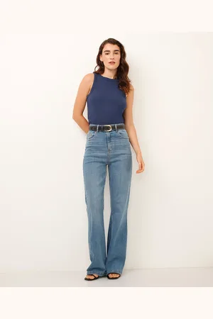 C&A Calça flare jeans cintura alta azul