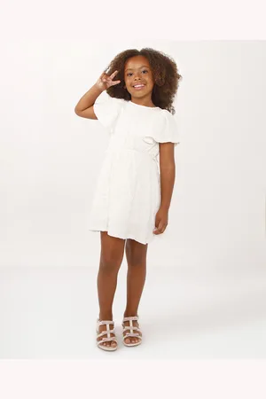 C&A Vestido infantil texturizado manga babados