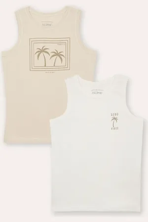 C&A Kit de 2 regatas infantis good vibes colorida