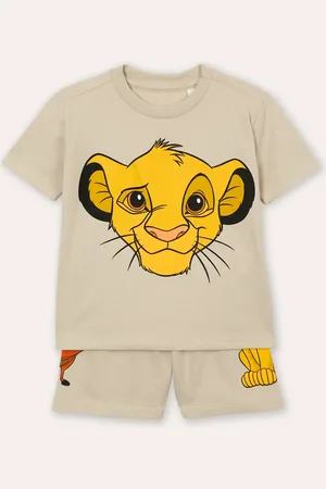 C&A Pijama de algodão infantil simba manga curta bege