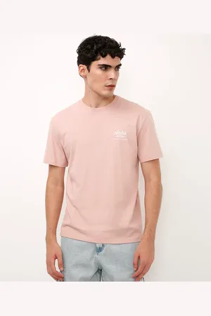 C&A Camiseta de algodão manga curta aloha rosa