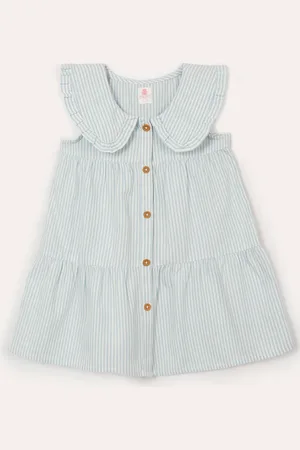 C&A Vestido infantil de algodão listrado azul