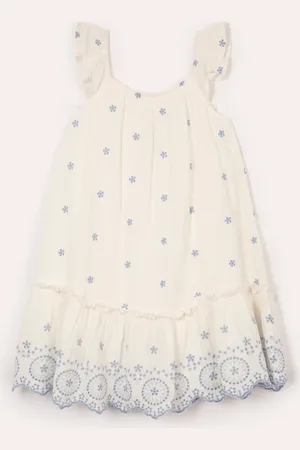 C&A Vestido de algodão infantil com bordado floral
