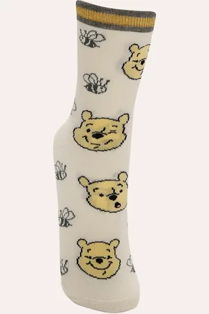 C&A Meia cano longo ursinho pooh com lurex