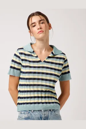 C&A Polo de tricot listrada com lurex mindset colorida