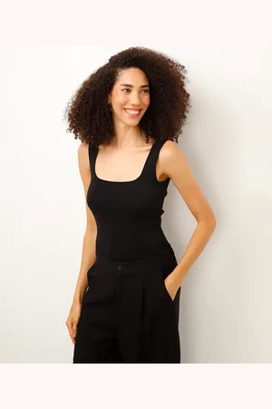 C&A Regata de tricot decote quadrado preta