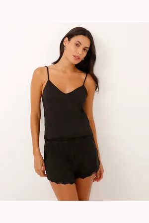 C&A Short doll alça fina com renda floral