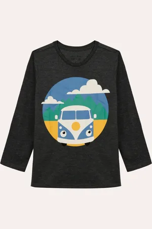 C&A Camiseta Infantil Carro Manga Longa Chumbo