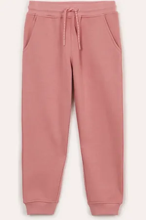 C&A Calça jogger de moletom infantil com bolsos rosa