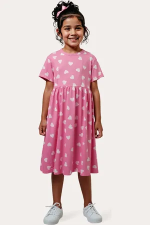 C&A Vestido de algodão infantil corações rosa