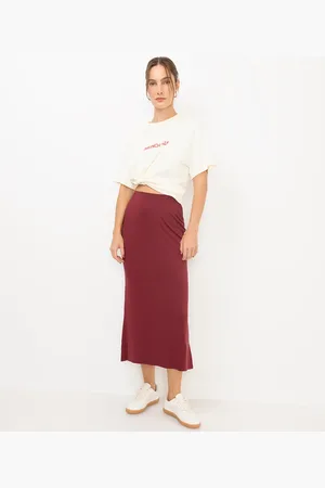 C&A Saia midi feminina básica de viscose