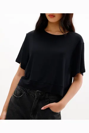 C&A Cropped básico feminino de viscose manga curta