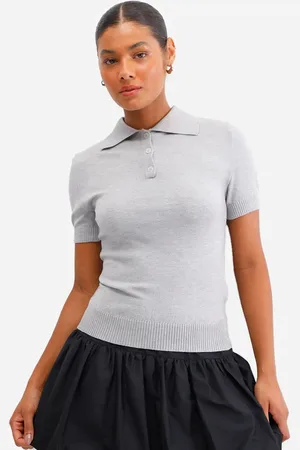 C&A Polo feminina de tricot cinza