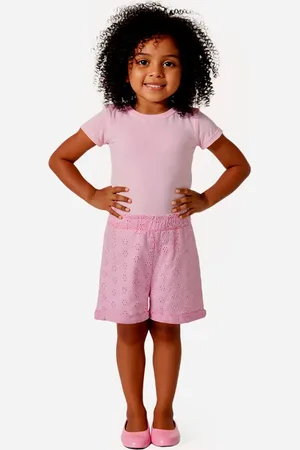 C&A Short de laise infantil curto floral rosa