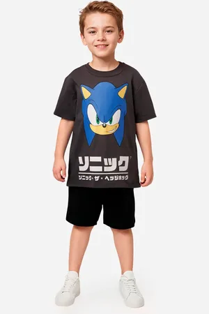 C&A Conjunto curto de algodão infantil sonic cinza