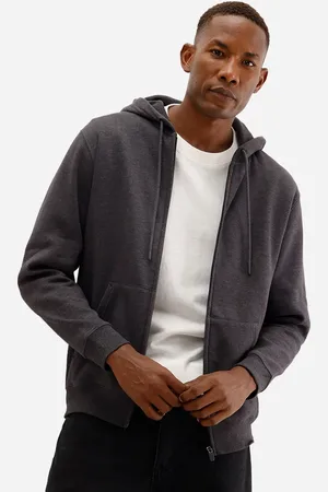 C&A Jaqueta básica masculina de moletom com capuz cinza