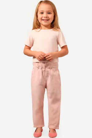 C&A Calça clochard de veludo cotelê infantil rosa