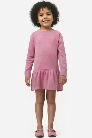 C&A Vestido de tricot chenille infantil com brilho rosa