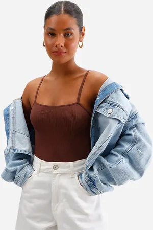 C&A Body básico feminino de poliamida canelado