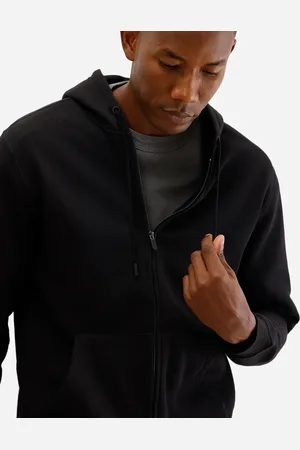 C&A Jaqueta básica masculina de moletom com capuz preta