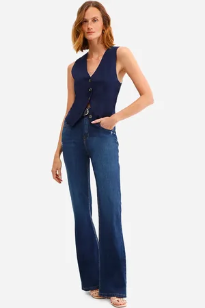 C&A Calça flare jeans cintura alta azul