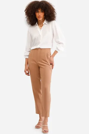 C&A Calça de alfaiataria feminina com pences marrom
