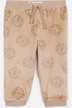 C&A Calça jogger infantil de pelúcia leãozinho bege