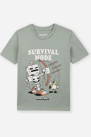 C&A Camiseta de algodão infantil minecraft verde